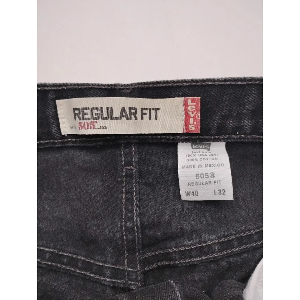 Levis 505 Jeans Black Straight Leg 40x32 Made In Mexico  2005 Vintage Faded